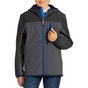 Gray Softshell‎ Jacket Hooded Full Zip Up Winter Coat Warm Youth Boys M NWT